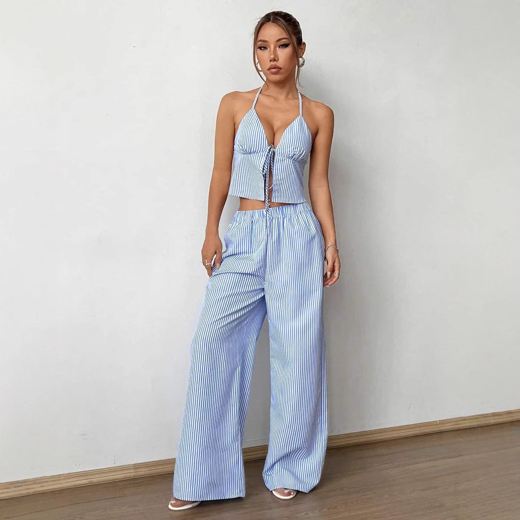 Damernas strandoutfit med croppad topp och vida byxor Eva Jonsson-Eva Jonsson
