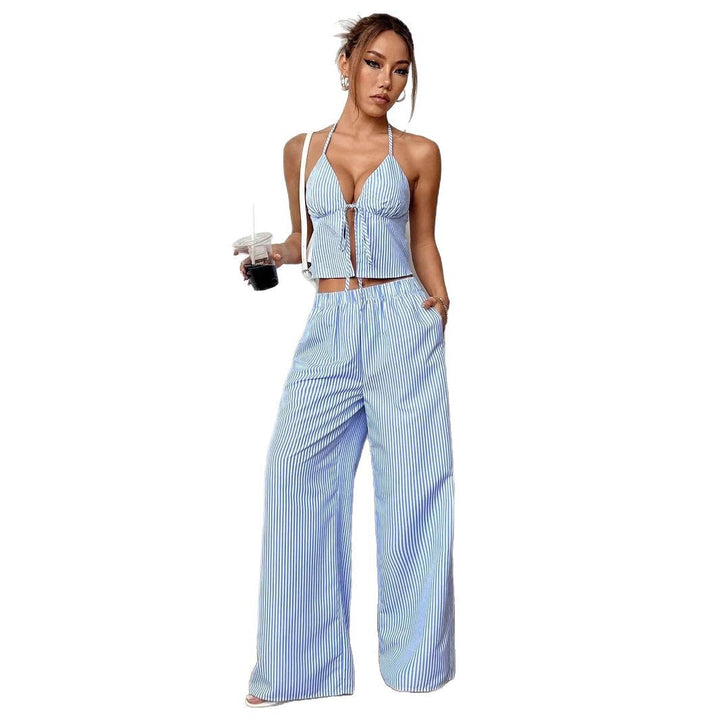 Damernas strandoutfit med croppad topp och vida byxor Eva Jonsson-Eva Jonsson