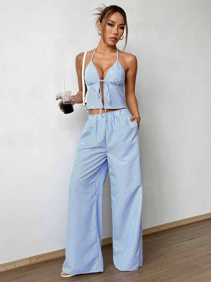 Damernas strandoutfit med croppad topp och vida byxor Eva Jonsson-Eva Jonsson