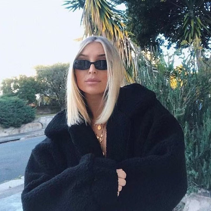 Damernas teddyjacka med huva och insydd skärning Mirla-Eva Jonsson
