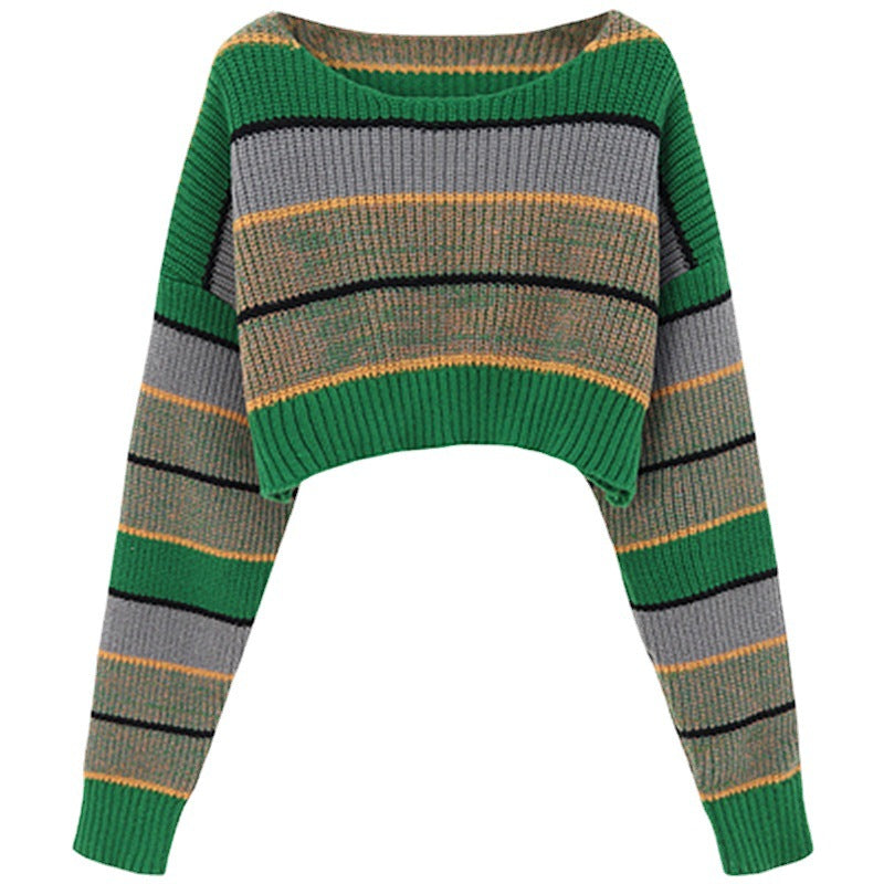 Damernas trendig cropped tröja i blockrandig look Eva Jonsson-Eva Jonsson
