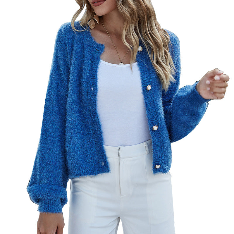 Damernas trendiga cardigan med lättskötta knappar och luftig struktur Mirla-Eva Jonsson