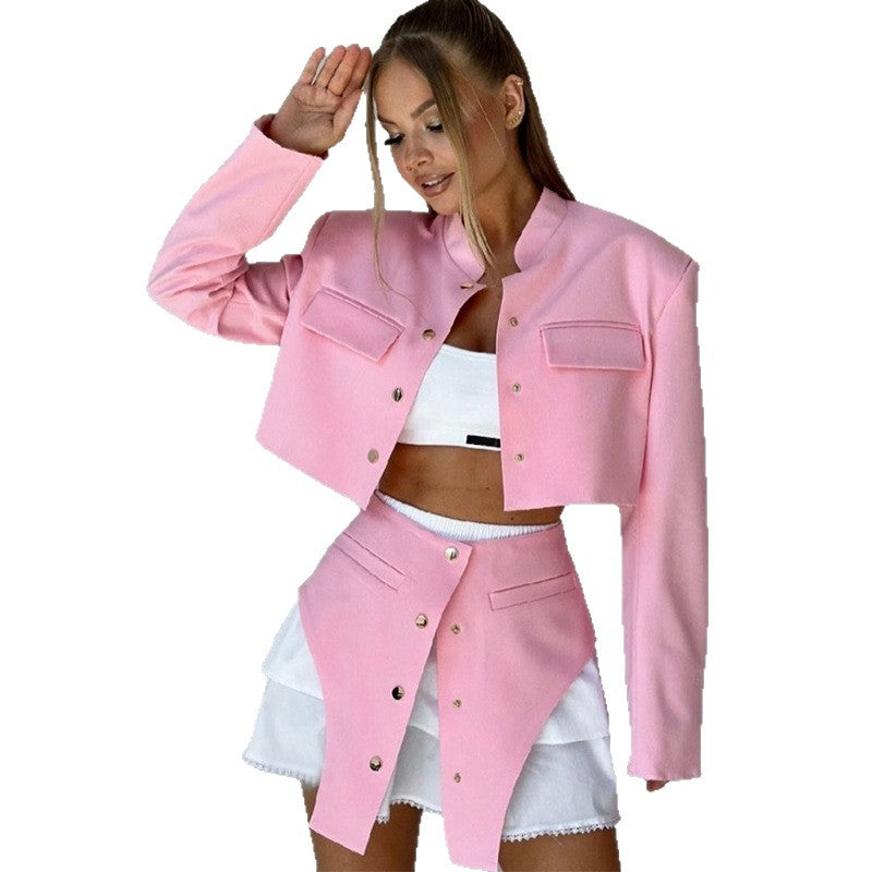 Damernas trendiga crop-jacka klänning-set Mirla-Eva Jonsson