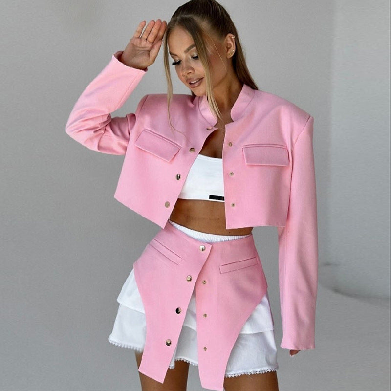 Damernas trendiga crop-jacka klänning-set Mirla-Eva Jonsson