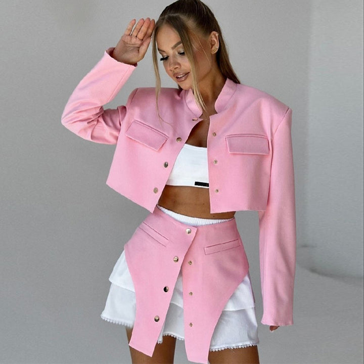 Damernas trendiga crop-jacka klänning-set Mirla-Eva Jonsson