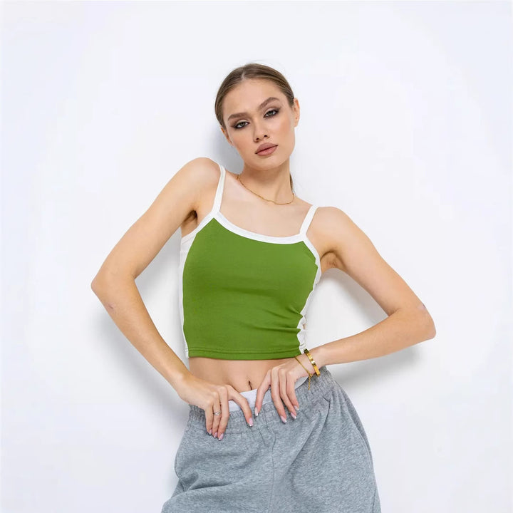 Damernas trendiga crop-top med justerbara band och kontrastsömmar Mirla-Eva Jonsson
