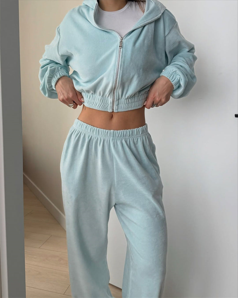 Damernas trendiga croppade träningsset med elastisk midja Eva Jonsson-Eva Jonsson