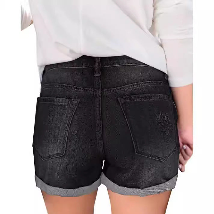 Damernas trendiga denimshorts i distressed-look Mirla-Eva Jonsson