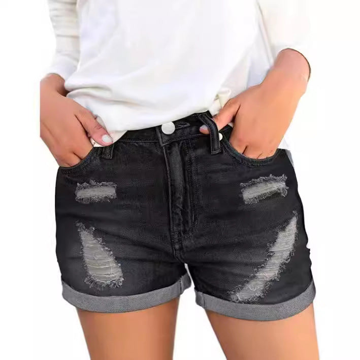 Damernas trendiga denimshorts i distressed-look Mirla-Eva Jonsson