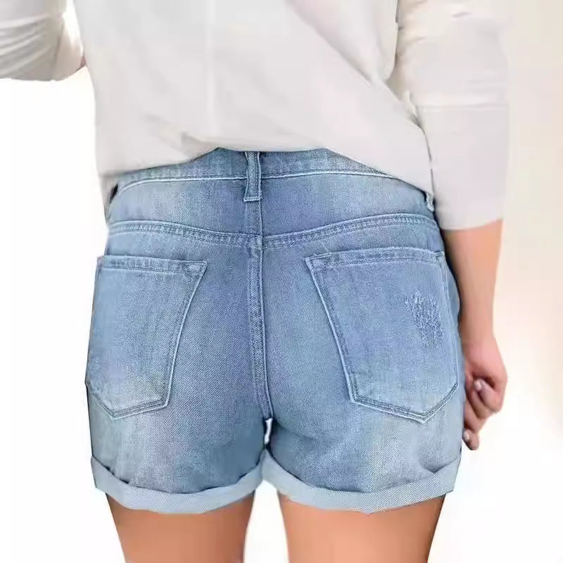 Damernas trendiga denimshorts i distressed-look Mirla-Eva Jonsson
