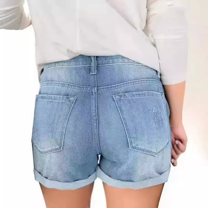 Damernas trendiga denimshorts i distressed-look Mirla-Eva Jonsson