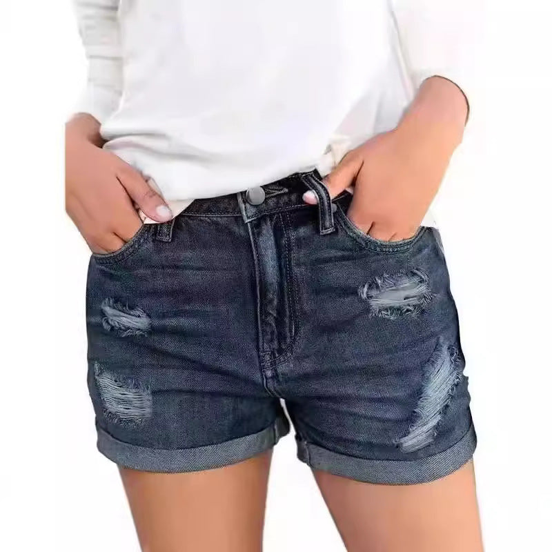 Damernas trendiga denimshorts i distressed-look Mirla-Eva Jonsson
