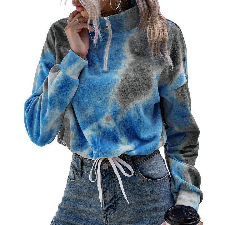 Damernas trendiga fleece-tröja med ståkrage och dragsko Eva Jonsson-Eva Jonsson