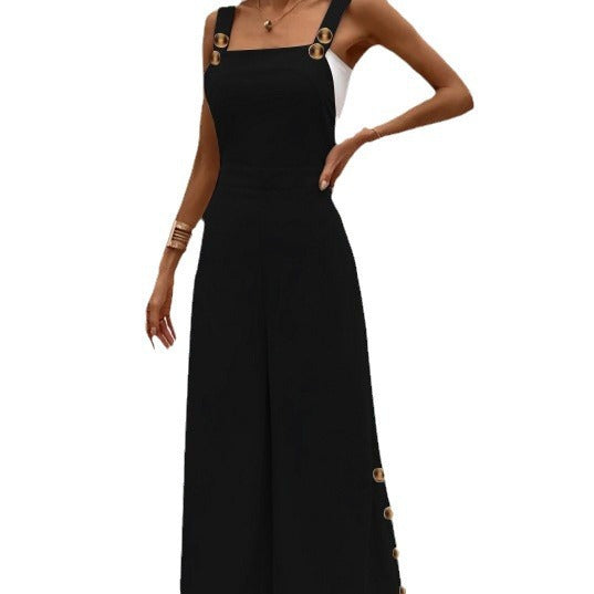 Damernas trendiga jumpsuit med eleganta knapppdetaljer och vida ben Mirla-Eva Jonsson