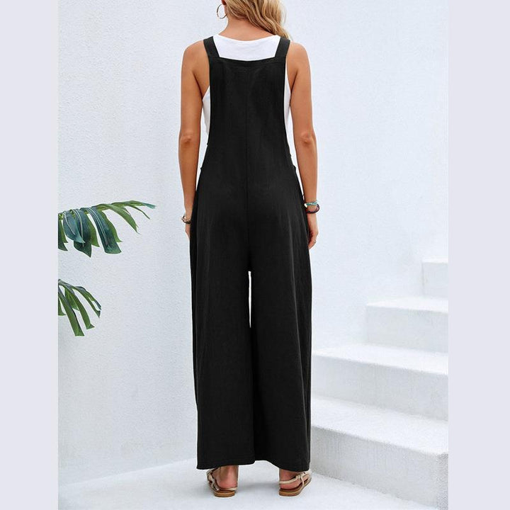 Damernas trendiga jumpsuit med vid ben och justerbara spännen Mirla-Eva Jonsson