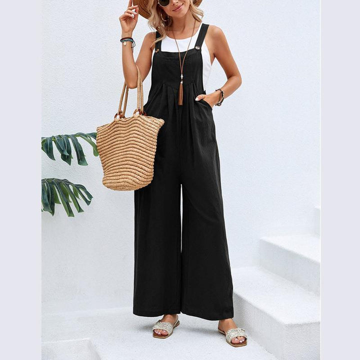 Damernas trendiga jumpsuit med vid ben och justerbara spännen Mirla-Eva Jonsson