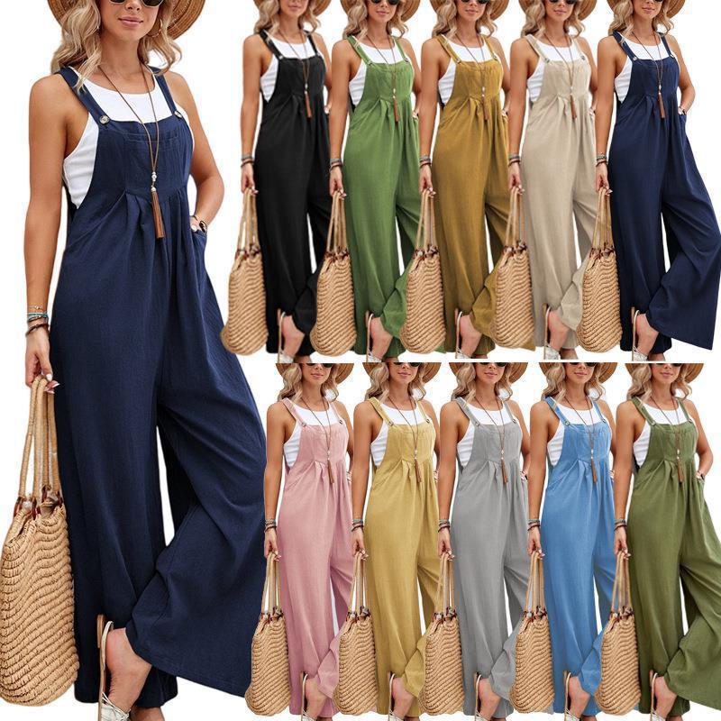 Damernas trendiga jumpsuit med vid ben och justerbara spännen Mirla-Eva Jonsson