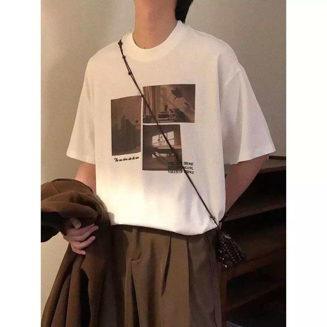 Damernas trendiga kortärmad T-shirt med kreativ fototryck och avslappnad passform Mirla-Eva Jonsson