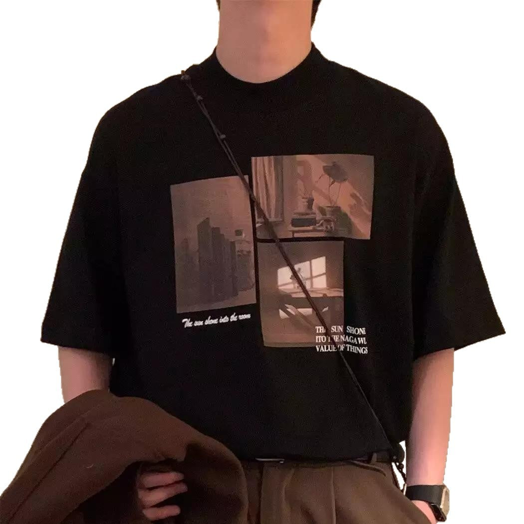 Damernas trendiga kortärmad T-shirt med kreativ fototryck och avslappnad passform Mirla-Eva Jonsson