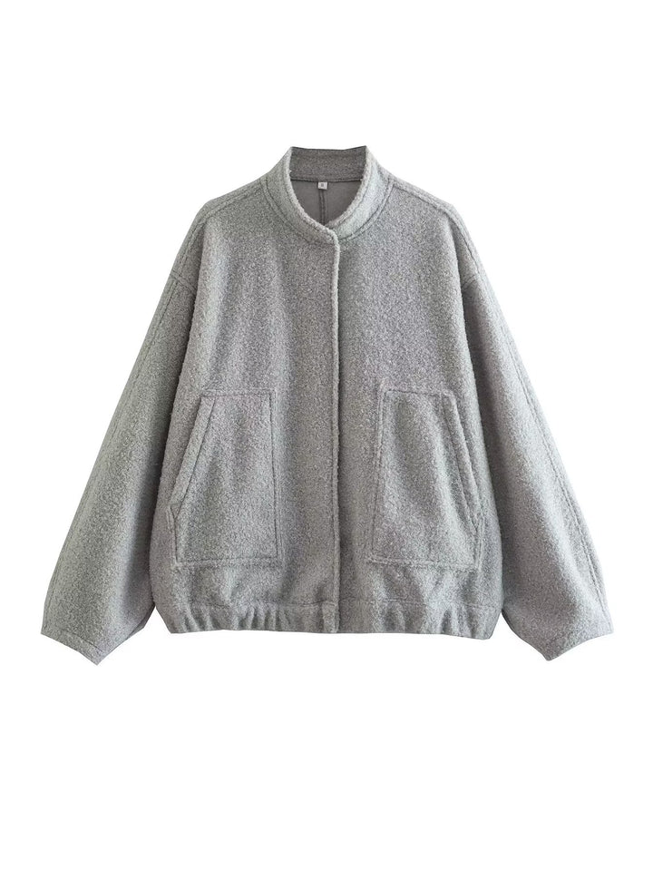 Damernas trendiga oversized jacka med ståkrage och sidofickor Eva Jonsson-Eva Jonsson