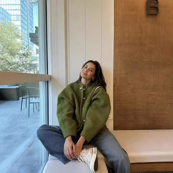 Damernas trendiga oversized jacka med ståkrage och sidofickor Eva Jonsson-Eva Jonsson