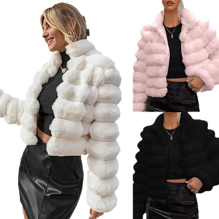 Damernas trendiga plyschjacka med voluminösa puffy ärmar Eva Jonsson-Eva Jonsson
