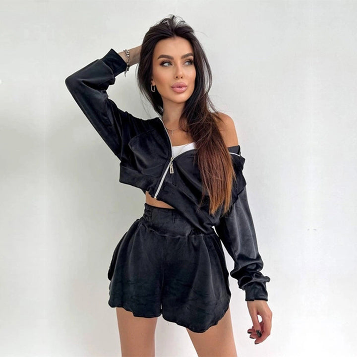 Damernas trendiga sport-crop-set med dragkedja Mirla-Eva Jonsson