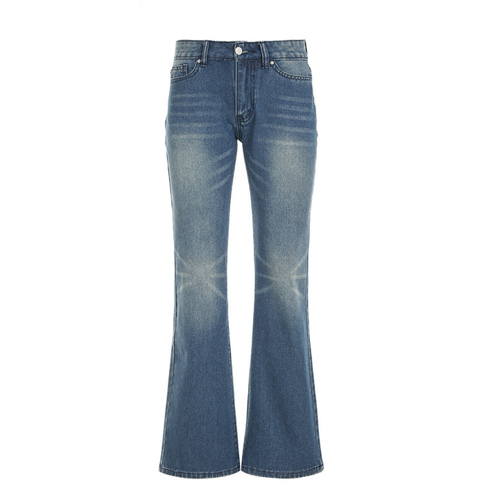 Damernas utsvängda jeans med hög midja och distressed design Mirla-Eva Jonsson