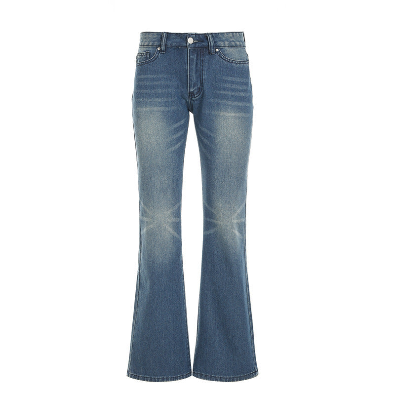 Damernas utsvängda jeans med hög midja och distressed design Mirla-Eva Jonsson