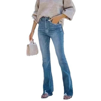 Damernas utsvängda jeans med hög midja och smickrande snitt Mirla-Eva Jonsson
