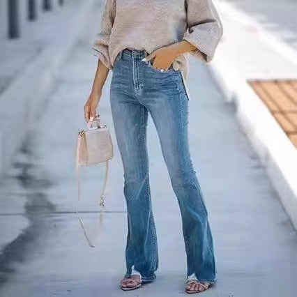 Damernas utsvängda jeans med hög midja och smickrande snitt Mirla-Eva Jonsson