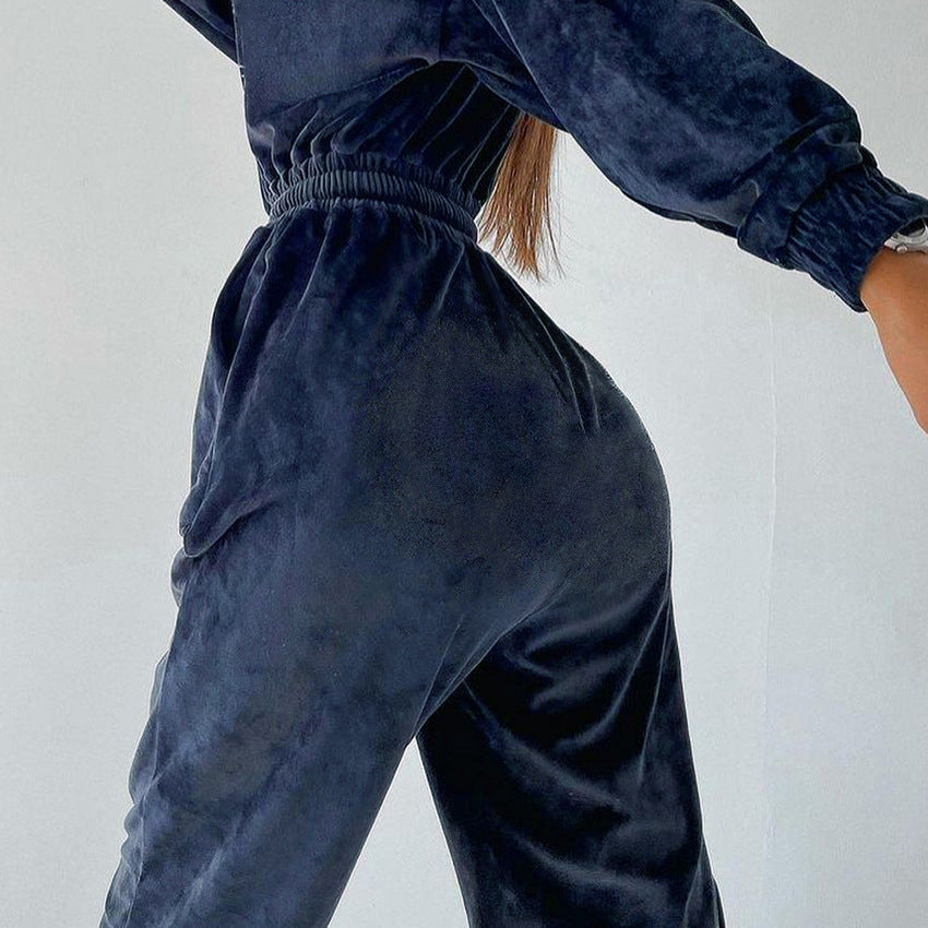 Damernas velour joggingdräkt med bred passform och elastisk midja Mirla-Eva Jonsson