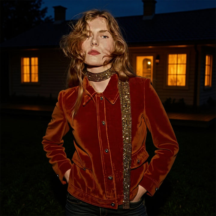 Damernas velourjacka i urban stil Mirla-Eva Jonsson