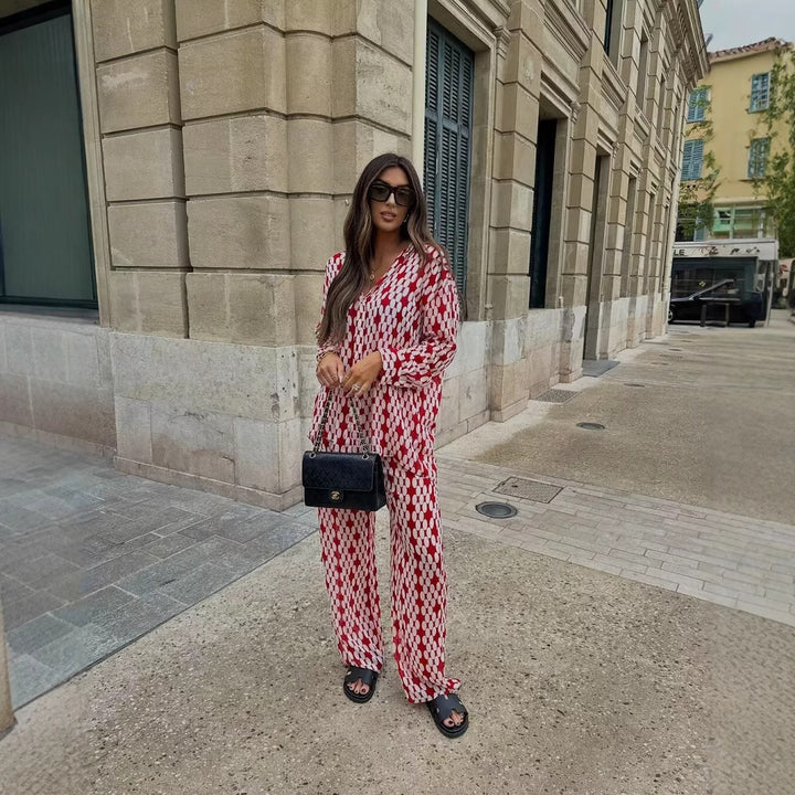 Damernas vida Palazzo-byxor med grafiskt mönster Mirla-Eva Jonsson