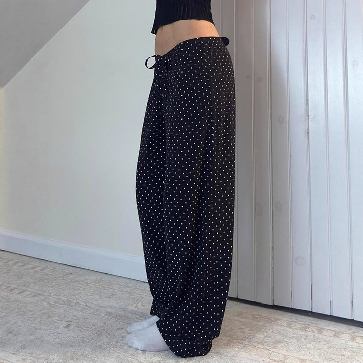 Damernas vida byxor med elastisk midja och stilmönster av prickar Eva Jonsson-Eva Jonsson