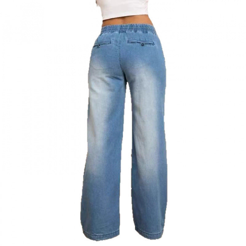 Damernas vida denimbyxor med elastisk midja och sidofickor Mirla-Eva Jonsson