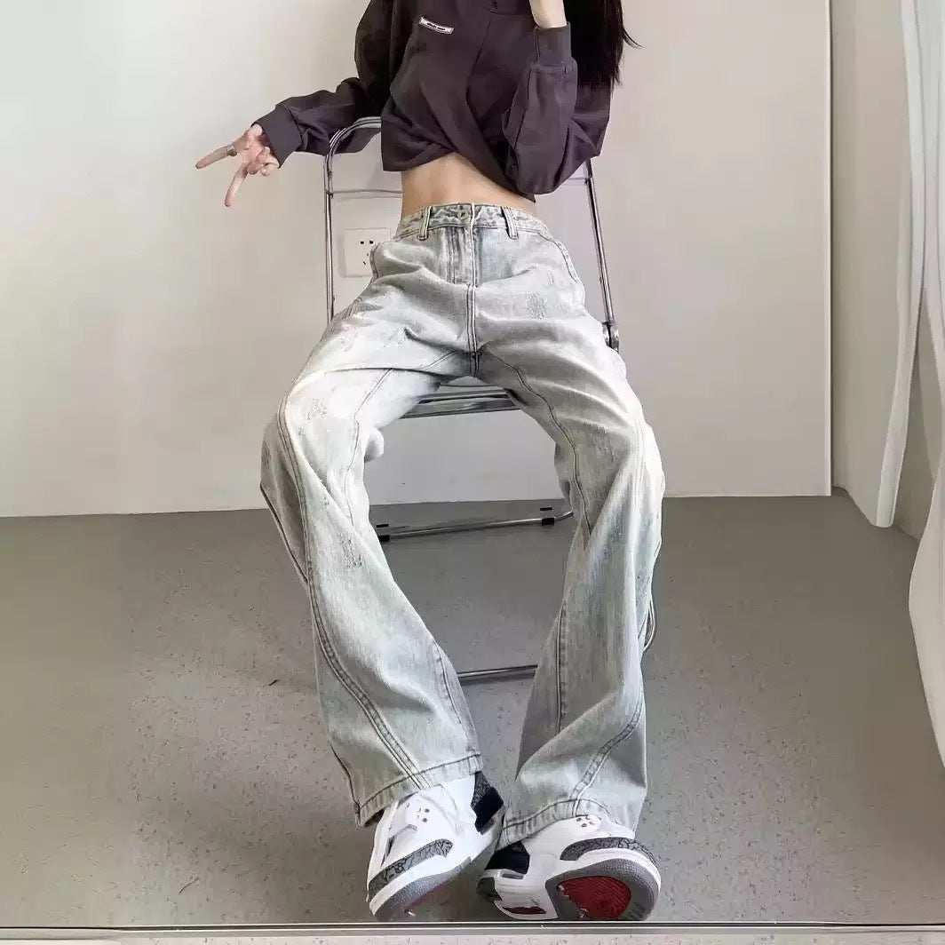 Damernas vida högmidjade denimjeans med distressed-look och bekväma sidofickor Mirla-Eva Jonsson