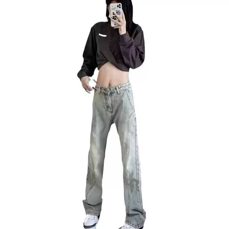 Damernas vida högmidjade denimjeans med distressed-look och bekväma sidofickor Mirla-Eva Jonsson