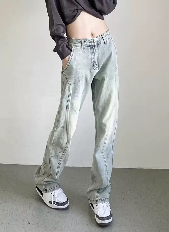 Damernas vida högmidjade denimjeans med distressed-look och bekväma sidofickor Mirla-Eva Jonsson