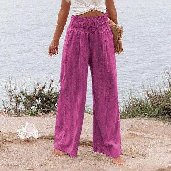 Damernas vida och eleganta Palazzo-byxor med hög midja och veck Mirla-Eva Jonsson