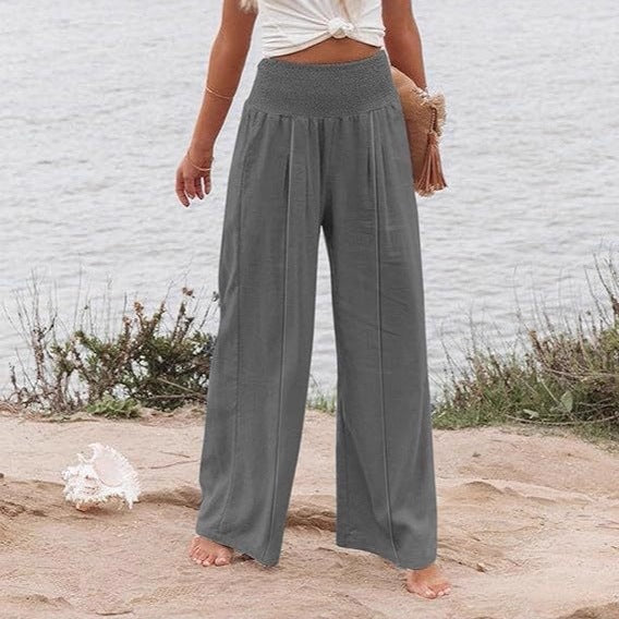 Damernas vida och eleganta Palazzo-byxor med hög midja och veck Mirla-Eva Jonsson