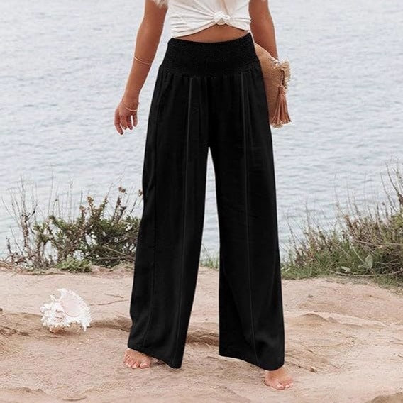 Damernas vida och eleganta Palazzo-byxor med hög midja och veck Mirla-Eva Jonsson