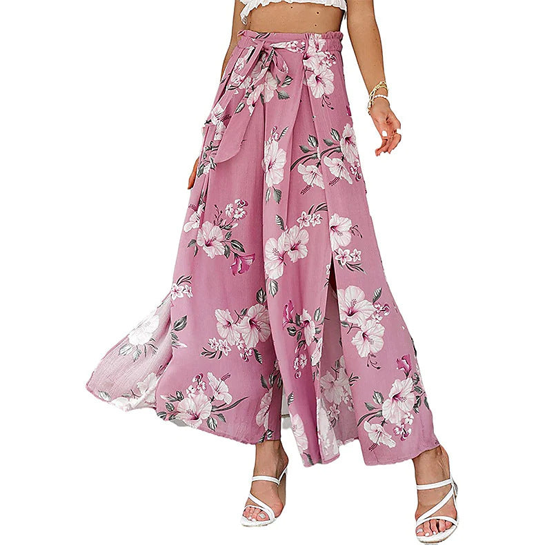 Damernas vida palazzo-byxor med blommönster och elastisk midja Mirla-Eva Jonsson