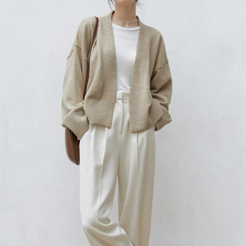 Damernas virkad cardigan med bred ribbad mudden och bälte Eva Jonsson-Eva Jonsson