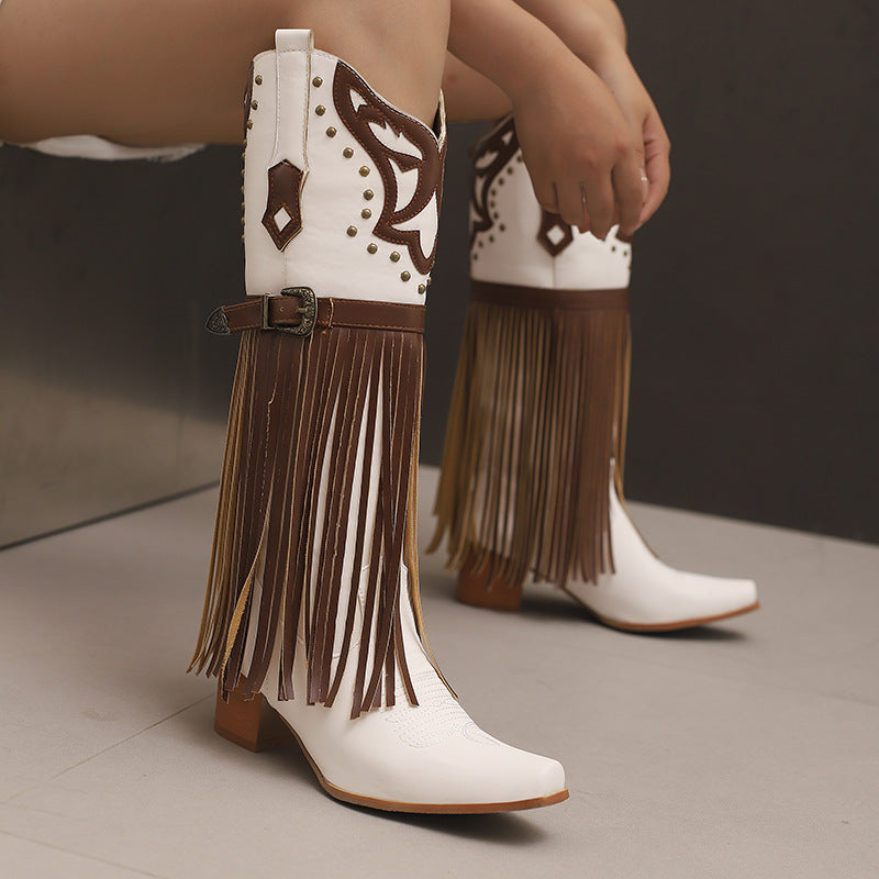 Damernas westernstövlar i vintage-stil med fransar Mirla-Eva Jonsson