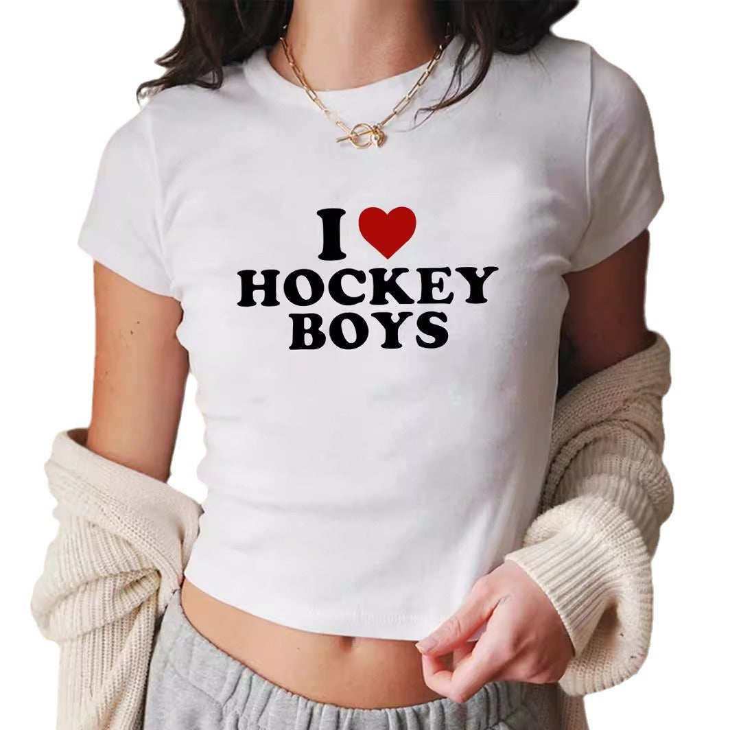 Damers Crop-T-shirt med kreativt motiv och figurnära snitt Mirla-Eva Jonsson