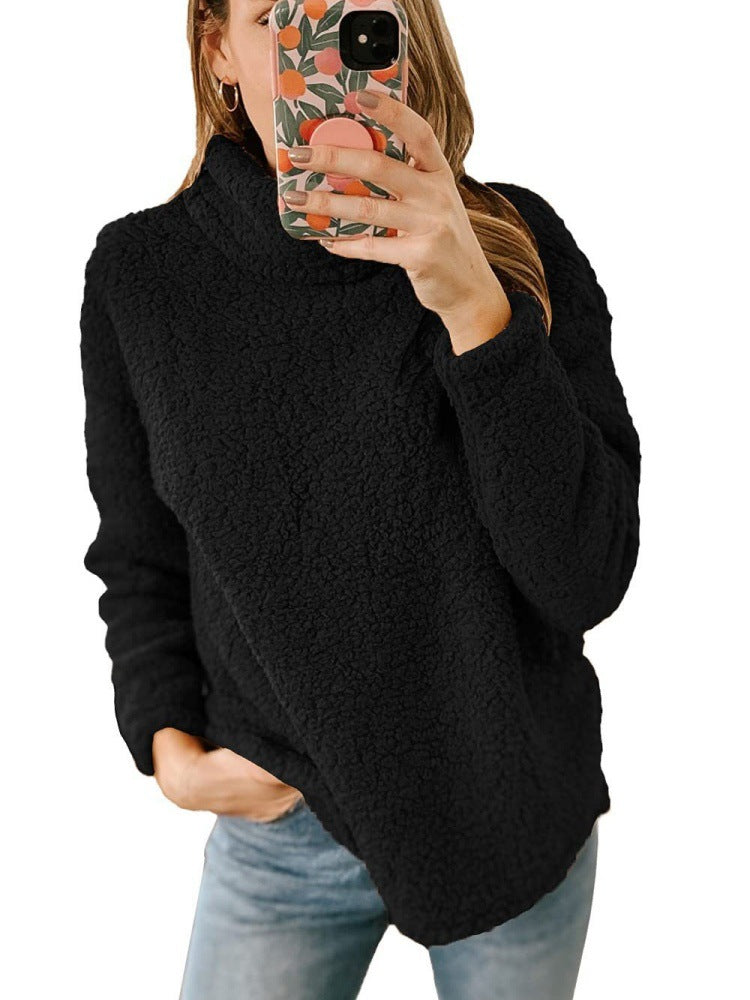 Damers Mysiga Fleece Tröja med Hög Krage och Texturerad Yta Mirla-Eva Jonsson