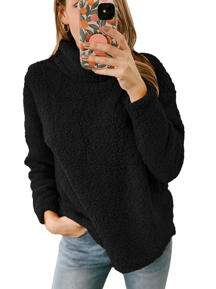 Damers Mysiga Fleece Tröja med Hög Krage och Texturerad Yta Mirla-Eva Jonsson