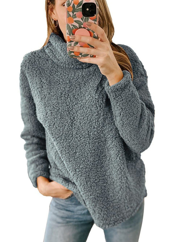 Damers Mysiga Fleece Tröja med Hög Krage och Texturerad Yta Mirla-Eva Jonsson