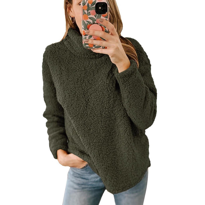 Damers Mysiga Fleece Tröja med Hög Krage och Texturerad Yta Mirla-Eva Jonsson